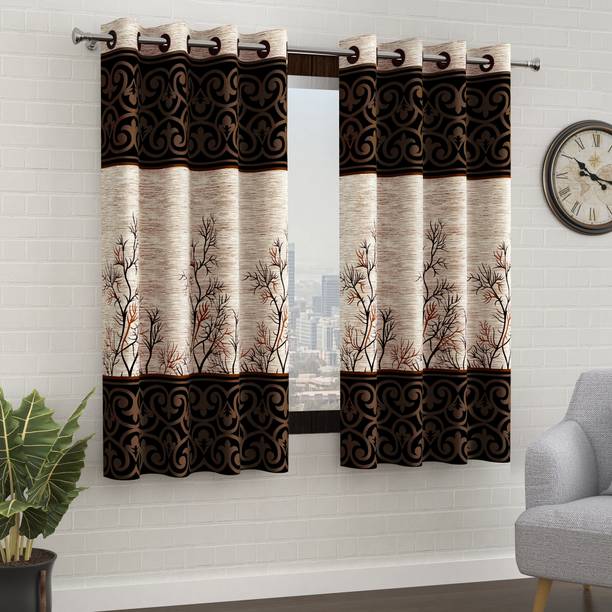 Story@home 152 cm (5 ft) Polyester Semi Transparent Window Curtain (Pack Of 2)