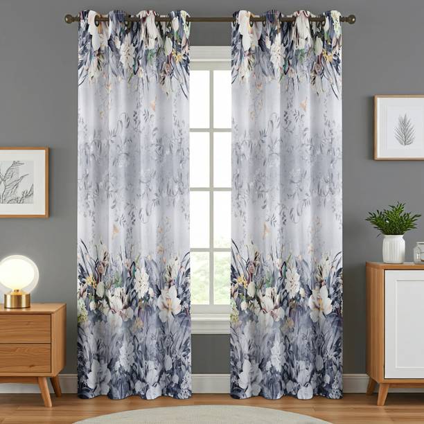 Kraftiq Homes 214 cm (7 ft) Door Polyester Room Darkening Curtain (Pack Of 2)