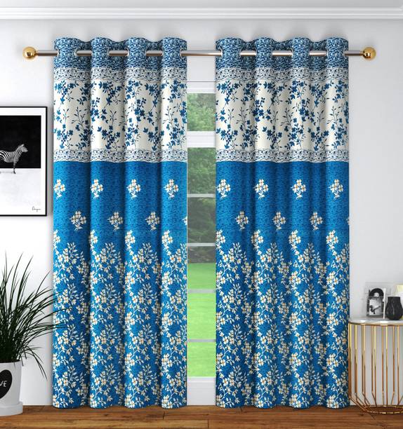 Panipat Textile Hub 213 cm (7 ft) Polyester Semi Transparent Door Curtain (Pack Of 2)