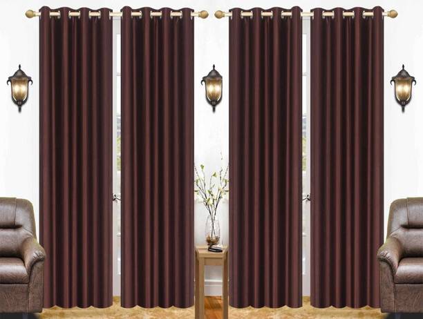 India Furnish 153.4 cm (5 ft) Window Polyester Room Darkening Curtain (Pack Of 4)