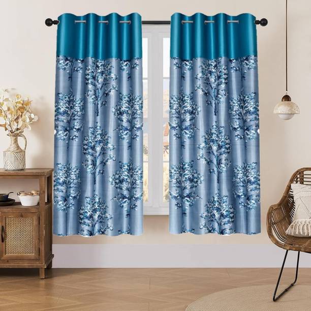 DARSHANAM WORLD 152 cm (5 ft) Window Polyester Semi Transparent Curtain (Pack Of 2)