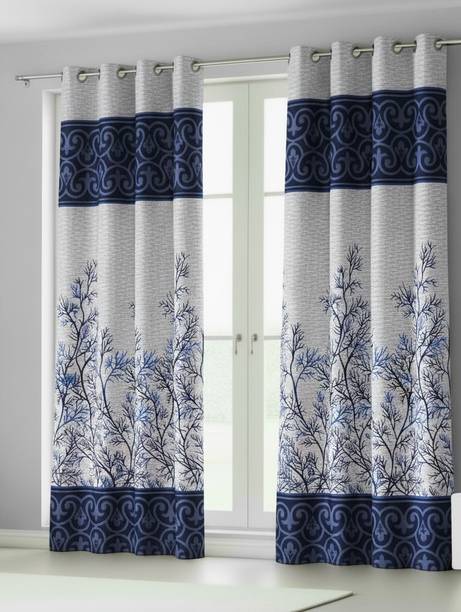 Home Sizzler 153 cm (5 ft) Window Polyester Semi Transparent Curtain (Pack Of 2)