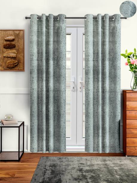 Cortina 270 cm (9 ft) Long Door Velvet Room Darkening Curtain (Pack Of 2)