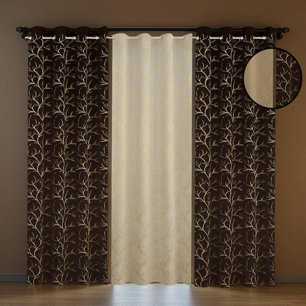 ivaza 274 cm (9 ft) Velvet Blackout Long Door Curtain (Pack Of 3)