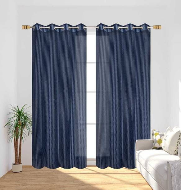 DRAPE AURA 153 cm (5 ft) Window Tissue Transparent Curtain (Pack Of 2)