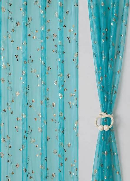 SHARAN CREATIONS 152 cm (5 ft) Window Net Room Darkening Curtain (Pack Of 2)