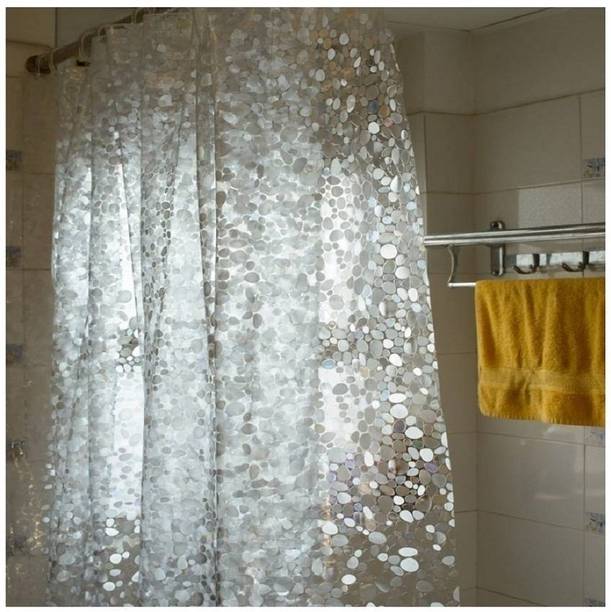 SHAVIN 220 cm (7 ft) PVC Transparent Shower Curtain Single Curtain