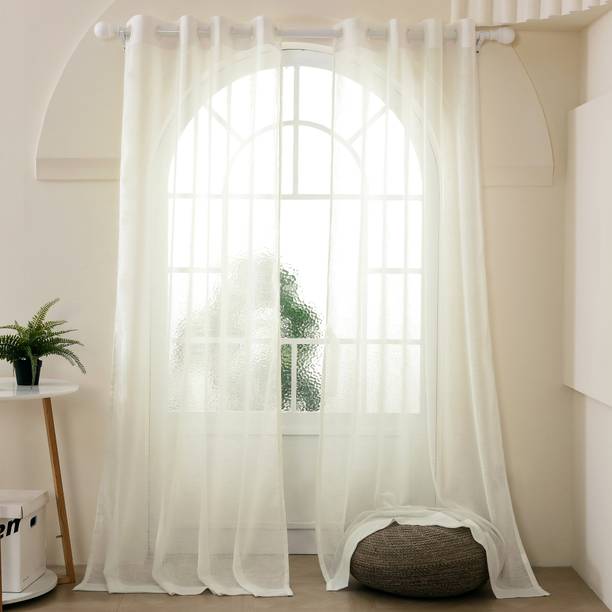 Story@home 275 cm (9 ft) Long Door Polyester Semi Transparent Curtain (Pack Of 2)