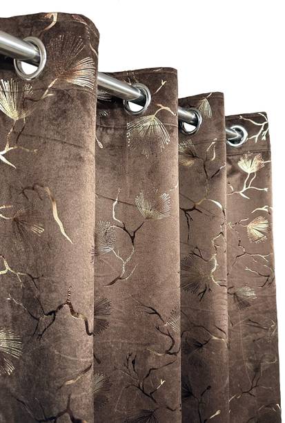 KFHDECOR 213 cm (7 ft) Door Velvet Room Darkening Curtain Single Curtain