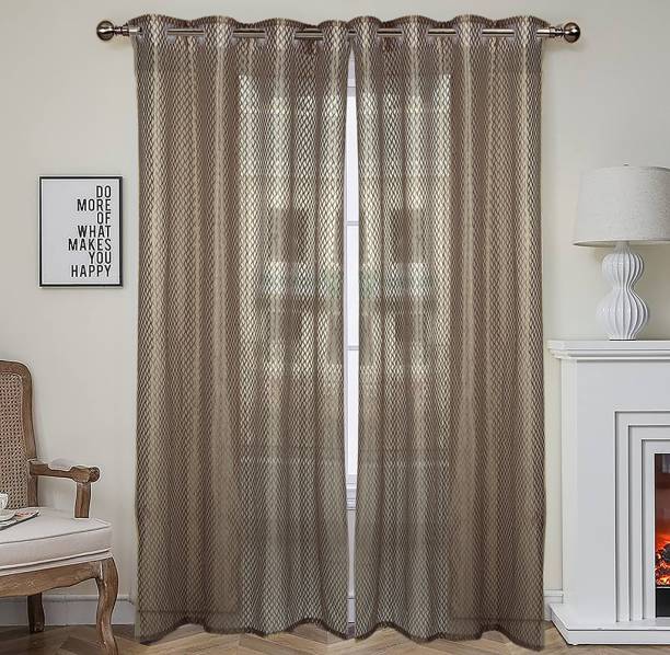 VAS COLLECTIONS 214 cm (7 ft) Tissue Semi Transparent Door Curtain (Pack Of 2)