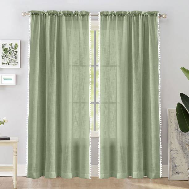 HOMEMONDE 213 cm (7 ft) Cotton Transparent Door Curtain (Pack Of 2)