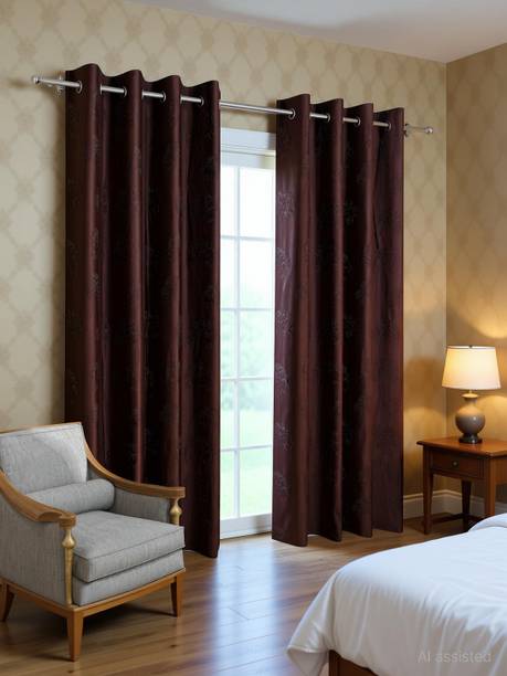 Home Stylish 152 cm (5 ft) Window Polyester Room Darkening Curtain (Pack Of 2)