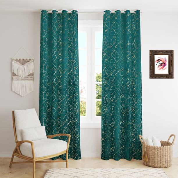 Kraftiq Homes 214 cm (7 ft) Door Velvet Room Darkening Curtain (Pack Of 2)