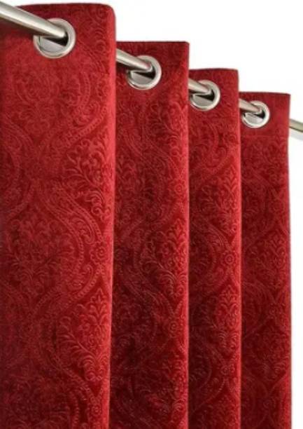 FlyCatcher 10 cm (0 ft) Long Door Velvet Room Darkening Curtain Single Curtain