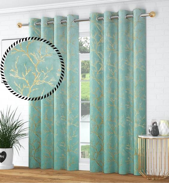 UDAYGIRI 212 cm (7 ft) Door Velvet Room Darkening Curtain (Pack Of 2)