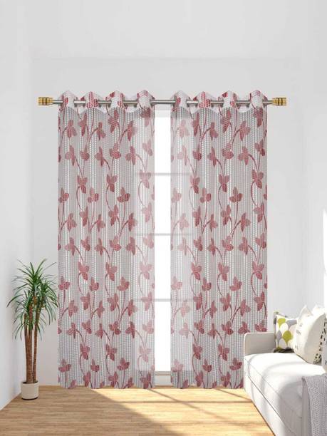 Assuja 213 cm (7 ft) Polyester Semi Transparent Door Curtain (Pack Of 2)