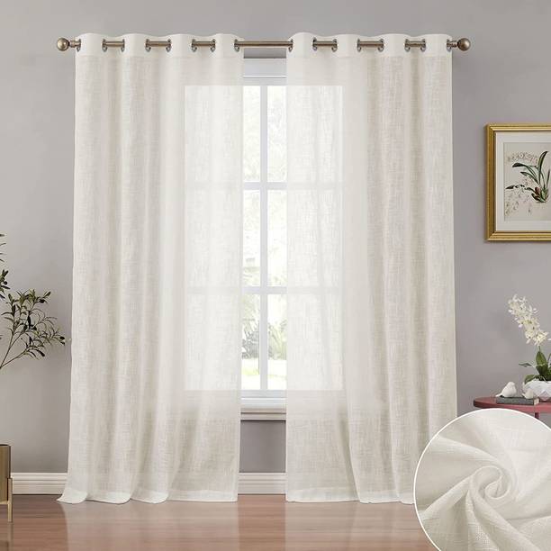 Kraftiq Homes 274 cm (9 ft) Long Door Blends Transparent Curtain (Pack Of 2)