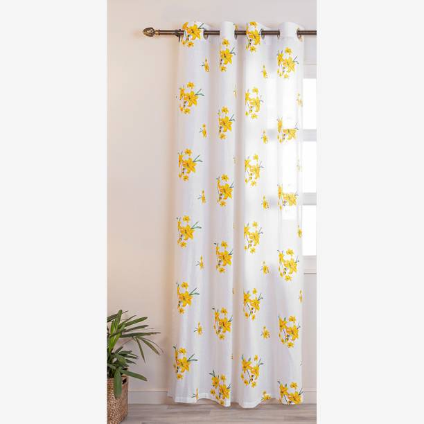 HOMEMONDE 213.36 cm (7 ft) Door Cotton Transparent Curtain Single Curtain