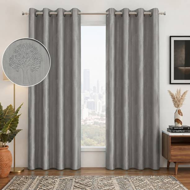 Story@home 215 cm (7 ft) Door Polyester Semi Transparent Curtain (Pack Of 2)