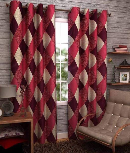 Achintya 214 cm (7 ft) Polyester Semi Transparent Door Curtain (Pack Of 2)