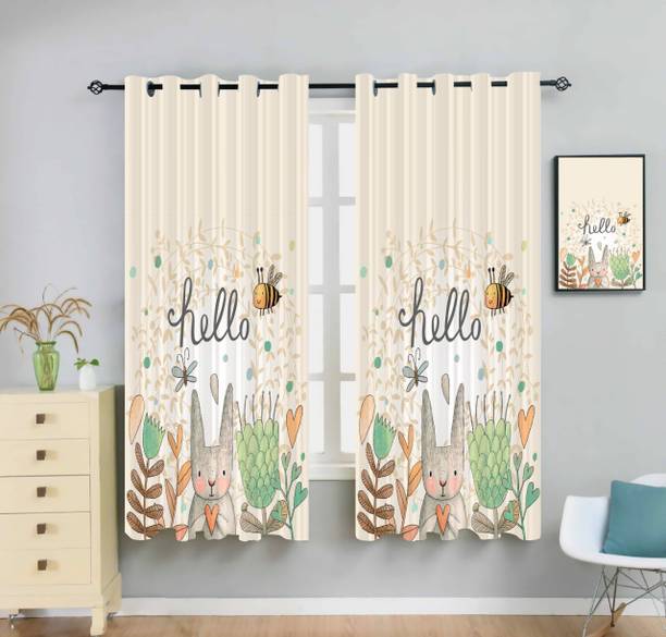 Newturn 155 cm (5 ft) Polyester Room Darkening Window Curtain (Pack Of 2)
