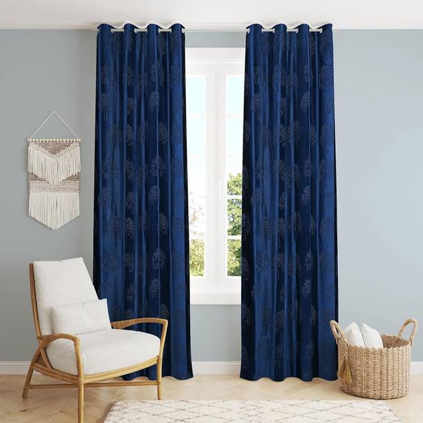 ABODRIC 152 cm (5 ft) Window Polyester Semi Transparent Curtain (Pack Of 2)