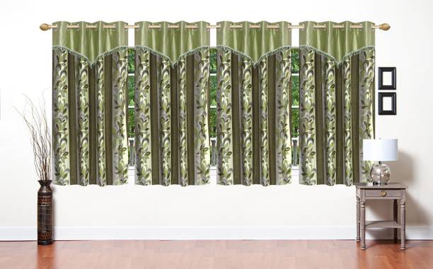 Stella Creations 154 cm (5 ft) Polyester Room Darkening Window Curtain (Pack Of 4)