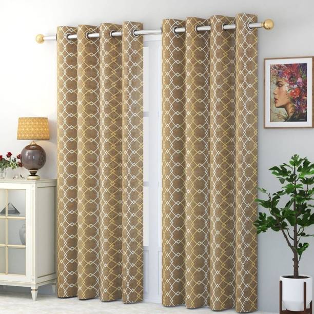 DECOROLOGY 243 cm (8 ft) Long Door Polyester Room Darkening Curtain (Pack Of 2)