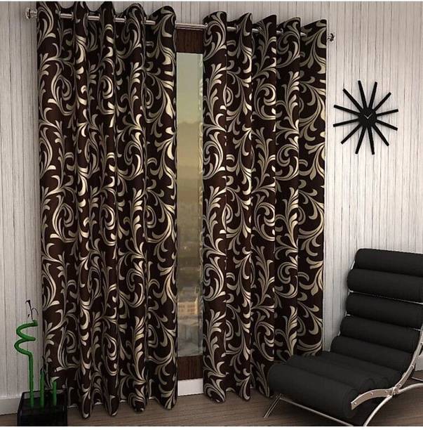 STAMEN 153 cm (5 ft) Window Polyester Semi Transparent Curtain (Pack Of 2)