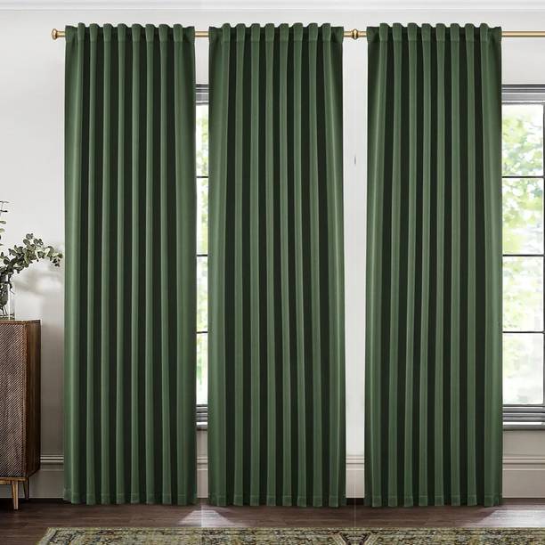 Kanodia Poly Fab 213 cm (7 ft) Door Polyester Room Darkening Curtain (Pack Of 3)