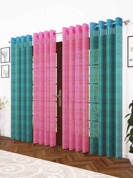 Fabrilia 152 cm (5 ft) Window Tissue Transparent Curtain (Pack Of 4)