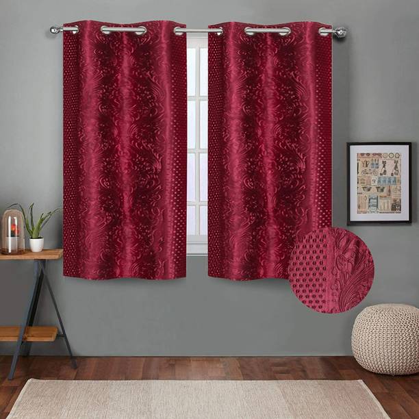 Febriva 152 cm (5 ft) Polyester Room Darkening Window Curtain (Pack Of 2)