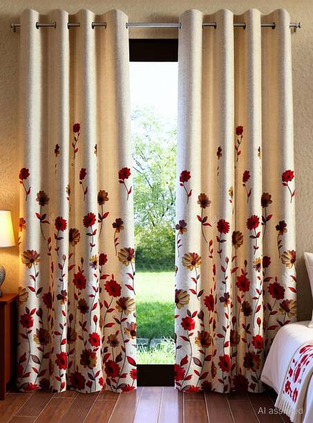 Home Sizzler 153 cm (5 ft) Window Polyester Semi Transparent Curtain (Pack Of 2)