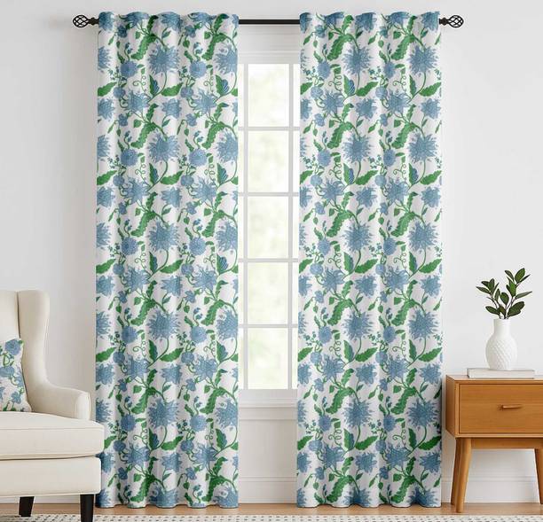 Vargottam 213 cm (7 ft) Cotton Semi Transparent Door Curtain (Pack Of 2)