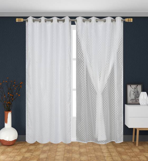 Home Stylish 213 cm (7 ft) Door Silk Blackout Curtain (Pack Of 2)