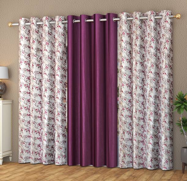 Galaxy Home Décor 274 cm (9 ft) Polyester Semi Transparent Long Door Curtain (Pack Of 3)