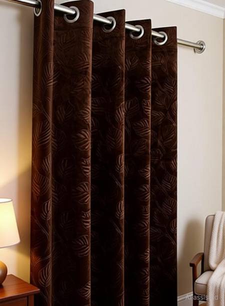 Stackers 213 cm (7 ft) Door Velvet Room Darkening Curtain Single Curtain