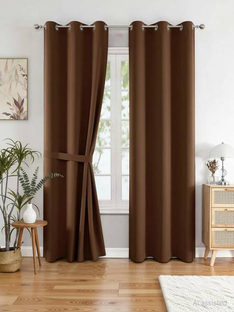 HOMEMONDE 213.36 cm (7 ft) Door Polyester Blackout Curtain (Pack Of 2)
