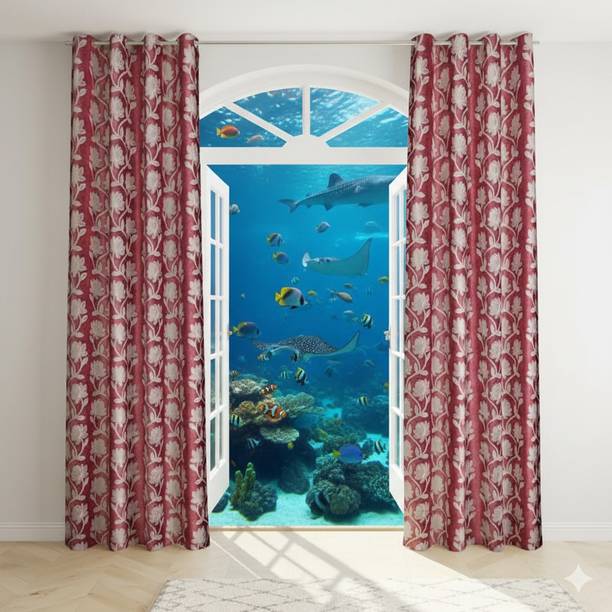 CURTINAID 152 cm (5 ft) Window Polyester Semi Transparent Curtain (Pack Of 2)