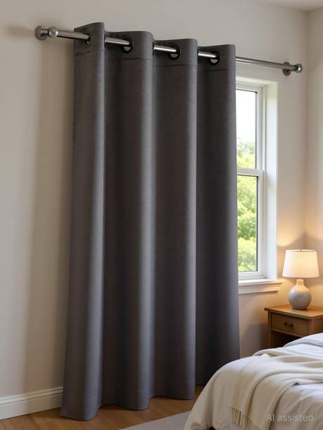 RIVERMOOR 213 cm (7 ft) Door Polyester Room Darkening Curtain Single Curtain