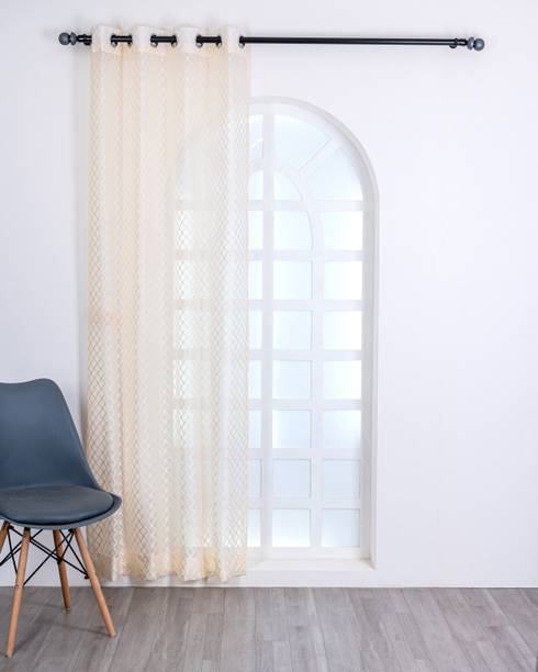 Parda Online 152 cm (5 ft) Window Net Transparent Curtain (Pack Of 2)