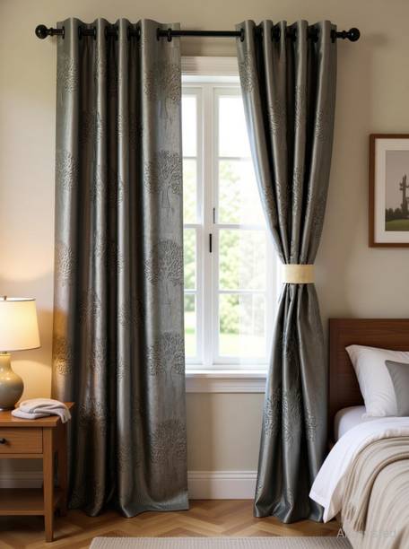 DTODEXPRESS 213.3 cm (7 ft) Door Polyester Room Darkening Curtain (Pack Of 2)