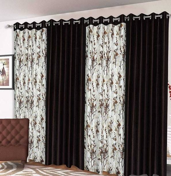 AH-DECOR 213 cm (7 ft) Door Polyester Room Darkening Curtain (Pack Of 4)
