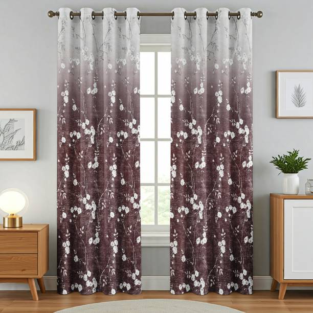 Kraftiq Homes 214 cm (7 ft) Polyester Room Darkening Door Curtain (Pack Of 2)