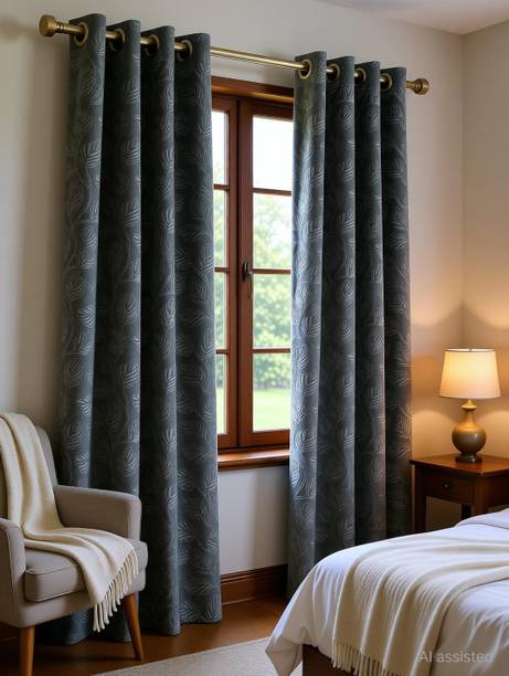 Stackers 213 cm (7 ft) Door Velvet Room Darkening Curtain (Pack Of 2)