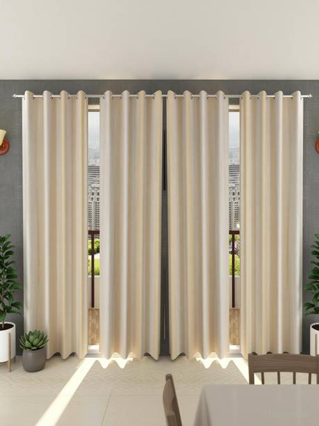 Loof Klapper 214 cm (7 ft) Door Polyester Semi Transparent Curtain (Pack Of 4)