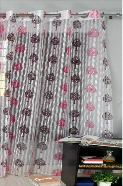 HOMEDESK 270 cm (9 ft) Long Door Tissue Room Darkening Curtain Single Curtain
