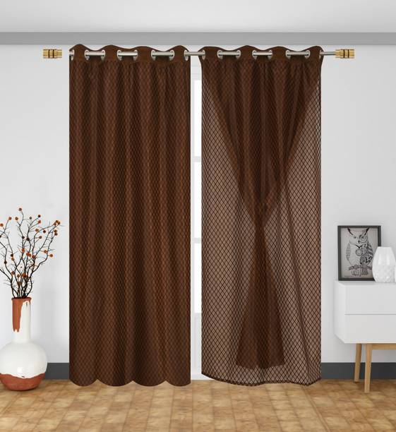 Home Stylish 213 cm (7 ft) Door Silk Blackout Curtain (Pack Of 2)