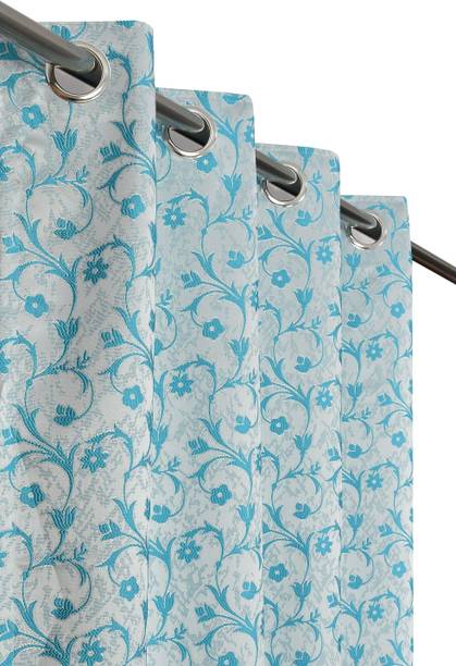 Phyto Home 214 cm (7 ft) Door Jacquard Blackout Curtain (Pack Of 2)