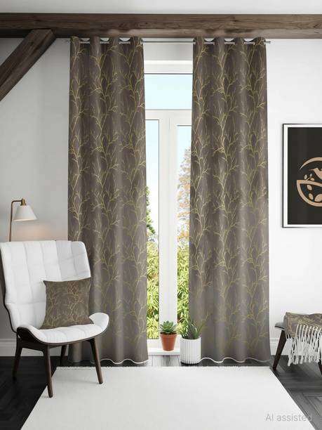Galaxy Drape 213 cm (7 ft) Door Velvet Room Darkening Curtain (Pack Of 2)